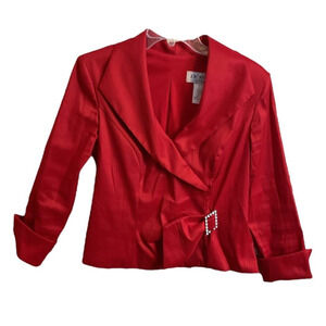 J. R. Nites by Caliendo Jacket Size 10 Vintage Red Rhinestone Buckle Zip Back